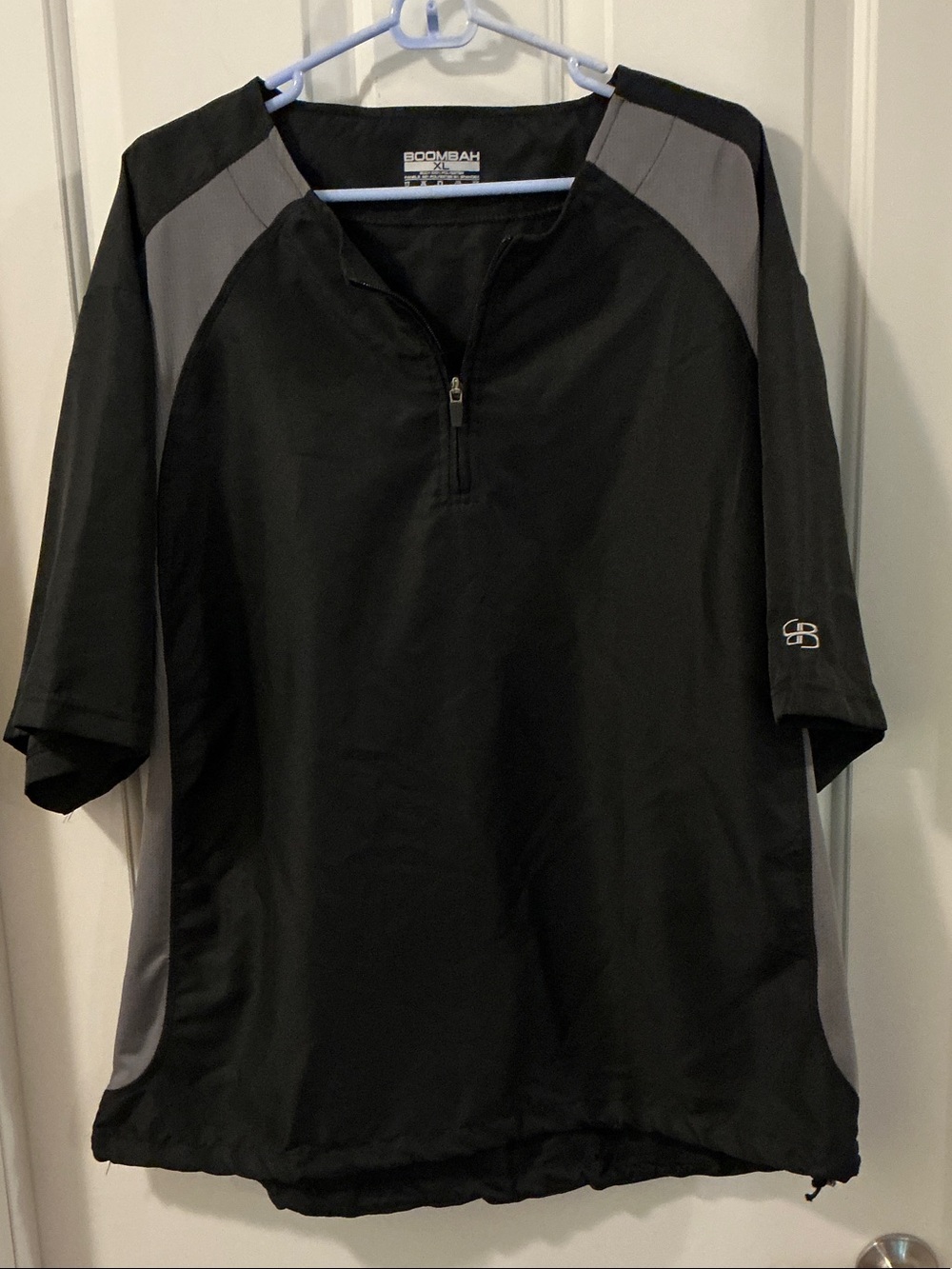 Boombah 1/4 Zip Short Sleeve Windbreaker Golf/Baseball Black/Gray Size XL EUC